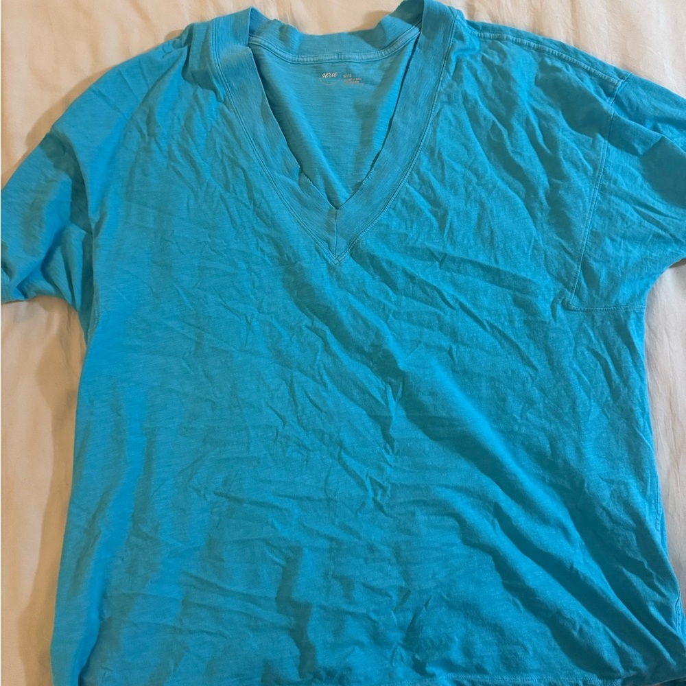 Aerie Turquoise V-Neck Short Sleeve Tee
